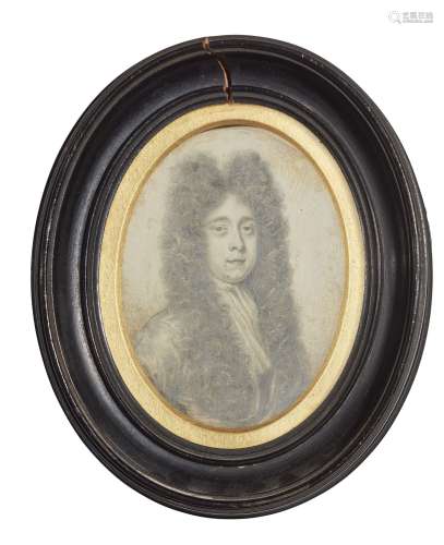 Thomas Forster, British, act c.1690-1713- Portrait miniature of a gentleman quarter-length turned to