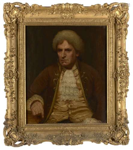 British School, mid-19th century- Portrait of a man seated half-length wearing 18th Century