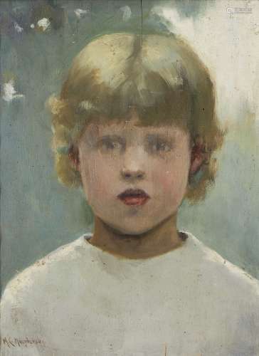 Margaret Campbell Macpherson, Canadian/Scottish 1860-1931- Portrait of a young girl; oil on panel,