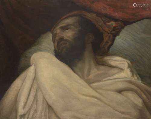 French School, mid-19th century- Reclining draped male figure; oil on canvas, 58.5x73cmPlease