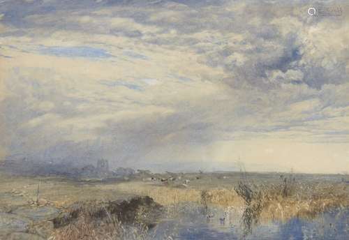 Alfred William Hunt RWS, British 1830-1896- Bidston Marshes, Staffordshire; watercolour, signed,