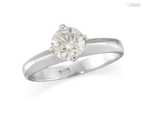 A diamond single stone ring, the brilliant-cut diamond, weighing approximately 0.80 carats, in