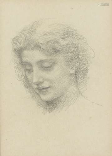 Henry Holiday, British 1839-1927- Woman’s Head; soft pencil on paper, 15x11cm Provenance: with