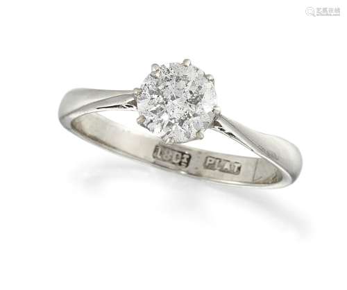 A diamond single stone ring, the brilliant-cut diamond, weighing approximately 0.70 carats, in