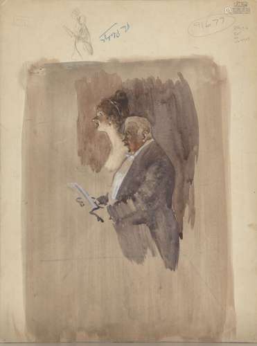 Frank Reynolds RI, British 1876-1953- The Pledge, (recto) I saw George staggering along with Walter,
