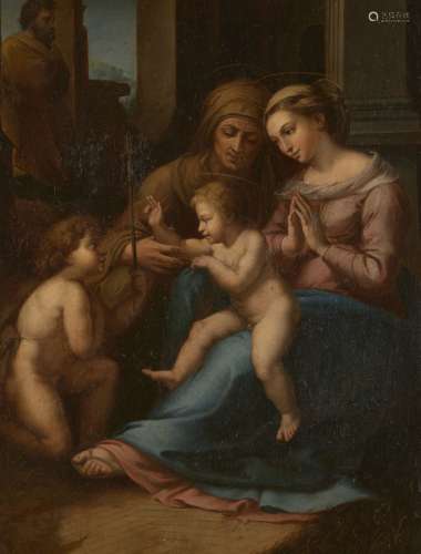 After Raphael, Italian 1483-1520- Madonna del Divino amorre, The Holy Family with John the Baptist