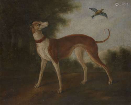 Circle of John Wootton, British 1682-1764- Greyhound with a grouse in a landscape; oil on canvas,