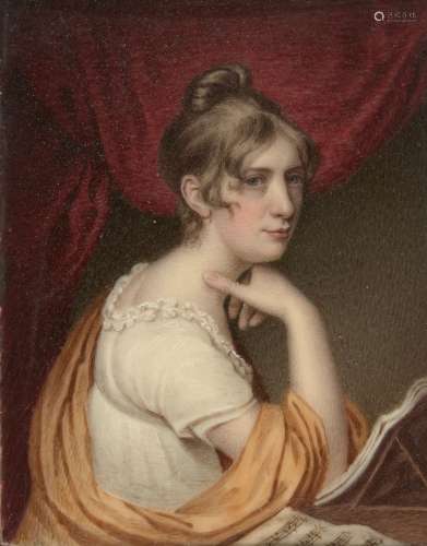 William John Thomson RSA, American/Scottish 1771-1845- Portrait miniature of a lady seated half-