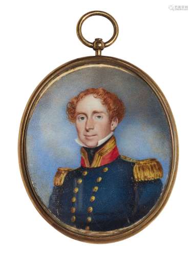 Circle of George Place, British c.1755-1805/9- Portrait miniature of a British officer, quarter-