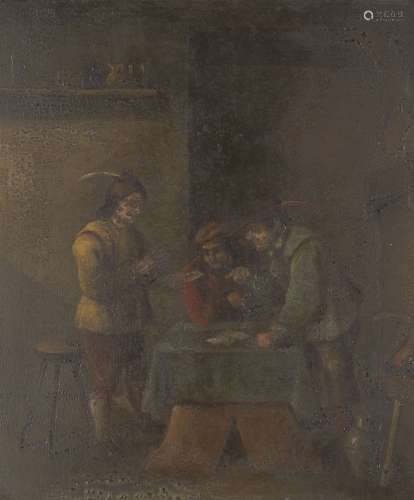 Manner of David Teniers the Younger, early 19th century- Figures in a tavern; oil on panel,