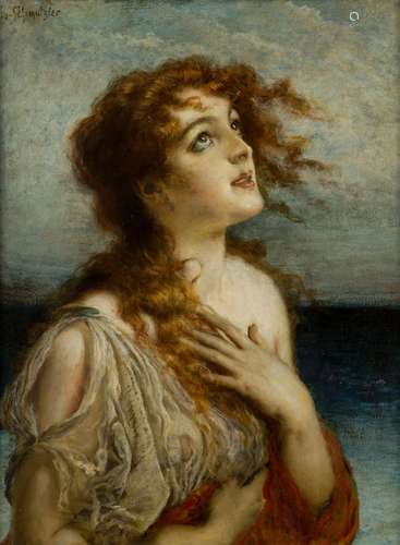 Leopold Schmutzler, Austrian 1864-1941- A young beauty; oil on board, signed, 67x50.8cmPlease