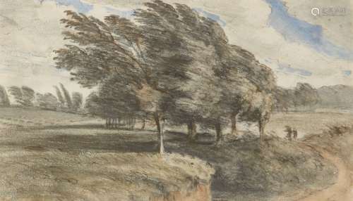Dr William Crotch, British 1775-1847- Land Storm, Aug 19 1823 9am, Paddington Fields; watercolour