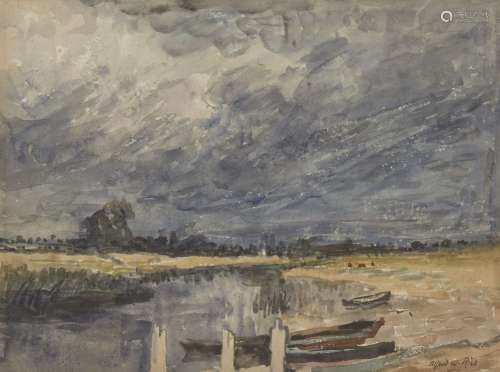 Alfred William Rich NEAC, British 1856-1921- The Storm; watercolour, signed, 27.7x37.5cm.