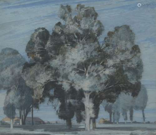 William Thomas Wood RWS ROI, British 1877-1958- Moonlight on Trees and Barn; watercolour, signed,