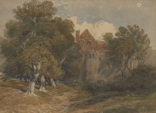 David Cox Jnr., British 1809-1885- Craigmiller Castle; watercolour, signed, 20x27.5cmPlease refer to