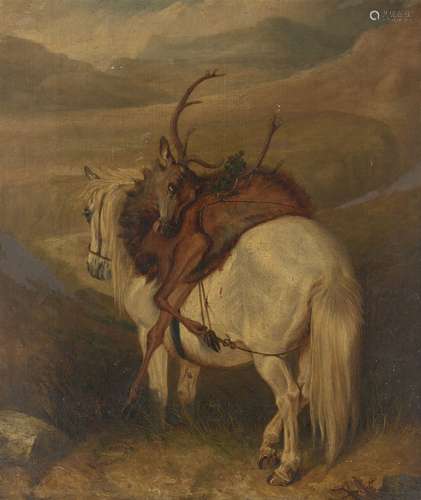 Follower of Sir Edwin Henry Landseer RA, British 1802-1873- A Shetland pony in the highlands with