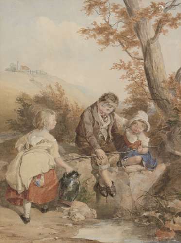 Attributed to John Henry Mole VPRI, British 1814-1886- At the Spring; watercolour, 49x36cmPlease