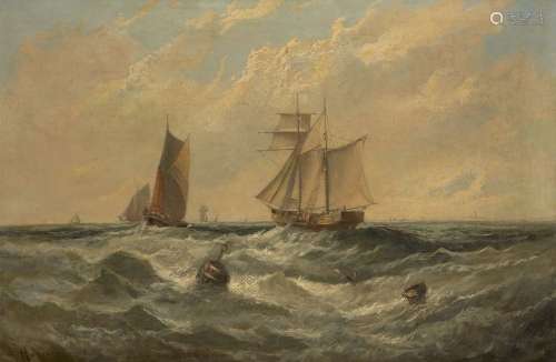 Edwin Hayes RHA RI ROI, British/Irish 1819-1904- Off Lowestoft; oil on canvas, signed, 50x76cm Note:
