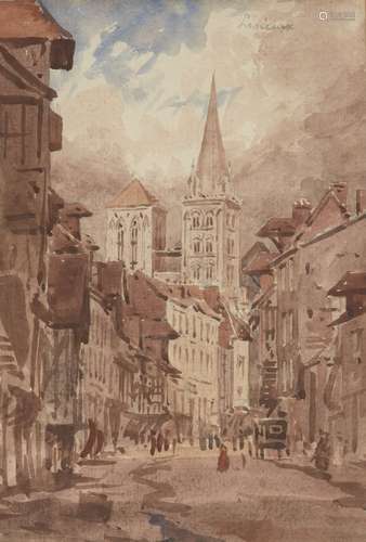 Rev John Louis Petit, British 1801-1868- Lisieux, Normandy; watercolour, titled in pencil, 25.5x17cm