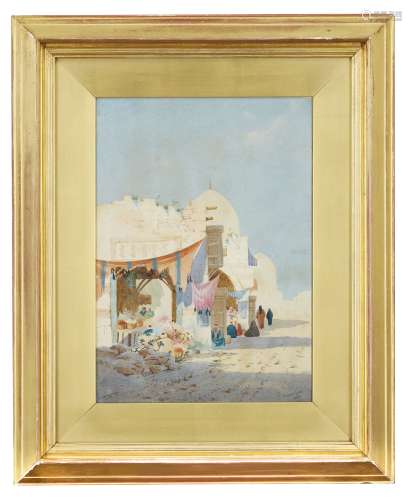 Augustus Osborne Lamplough ARA RWS, British 1877-1930- A street scene, Cairo; watercolour, signed