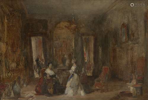 Follower of Eugene Lami, French 1800-1890- Study of a grand interior, thought to be of Baron James