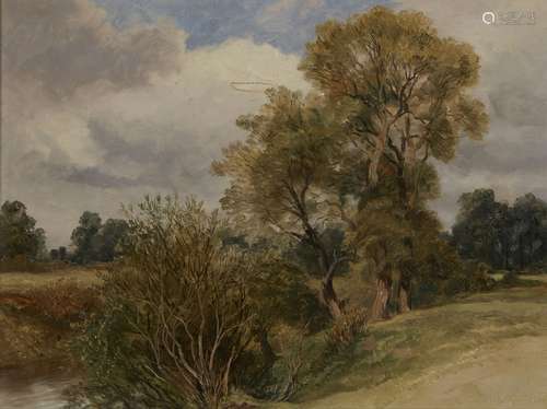 Henry Harris Lines, British 1800-1889- On the Teme near Worcester; oil on board, signed and dated