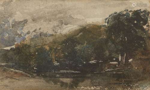 David Cox Jnr., British 1809-1885- Dark Trees; watercolour, 8x13.3cm Provenance: with Abbott &