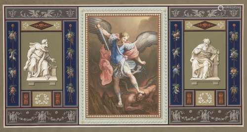 Tommaso Bigatti, Italian act.c.1800- The Archangel Michael defeating Satan, flanked by philosophers;