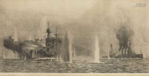 William Lionel Wyllie RA RBA RE RI NEAC, British 1851-1931- HMS Warspite and Warrick, Jutland 31 May