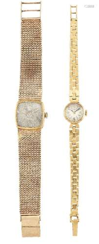 Two lady's gold wristwatches, the first an 18ct gold example with circular dial signed Benson, to