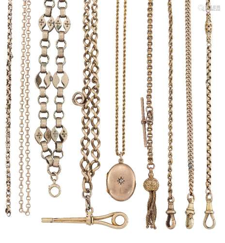 A group of jewellery comprising: a 9ct gold diamond-set locket, Birmingham hallmarks; a fancy
