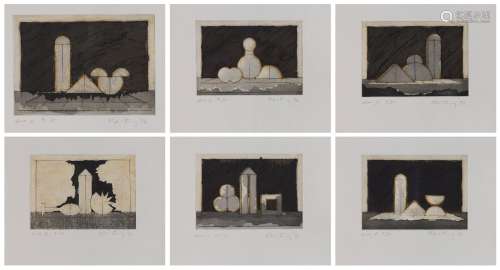 Michael Kenny RA, British 1941-1999- Night Series, 1996; the complete series of six etchings with