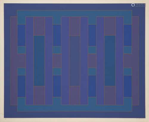 Peter Stroud, British 1921-2012- Untitled (Dark Blue), 1971; screenprint in colours on wove, signed,
