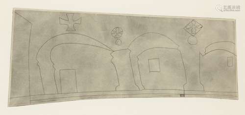 Ben Nicholson OM, British 1894-1982- Long Horizontal Patmos [Lafranca 65], 1967; etching on wove,