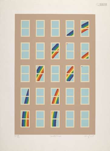 Patrick Hughes, British b.1939- Double Vision, 1981; screenprint in colours on wove, signed,