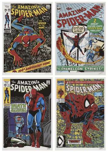 Stan Lee, American 1922-2018- The Amazing Spiderman, 2013; the complete portfolio of four giclée