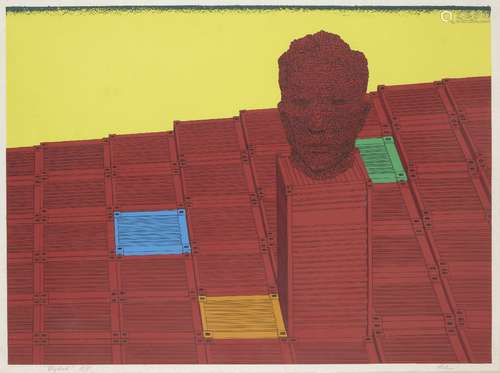 David Mach, Scottish b.1956- Big Heid, 1994; screenprint in colours on wove, signed, titled and