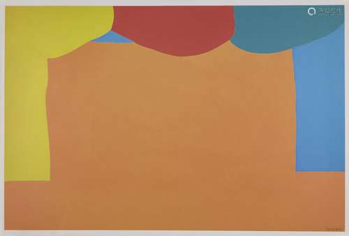 Gary Hume RA, British b.1962- Curtains, 2020; digital print in colours on wove, after the artist's