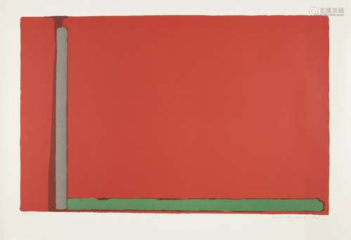 John Hoyland RA, British 1934-2011- Large Swiss Red, 1968; lithograph in colours on wove, signed,