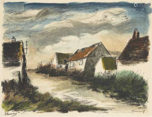 Maurice de Vlaminck, French 1876-1958- Montigny sur Avre [Walkerskirchen 266], 1956; lithograph in