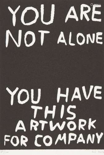 David Shrigley OBE, British b.1968- You Are Not Alone, 2014; linocut on wove, initialled, dated
