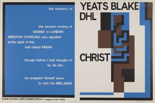 Ian Tyson, British b.1933- To the Memory of Yeats, Blake, DHL, 1968; screenprint in colours on wove,