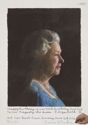 Sir Peter Blake CBE RDI RA, British b.1932- To Her Majesty, Queen Elizabeth II, 2016; giclée print