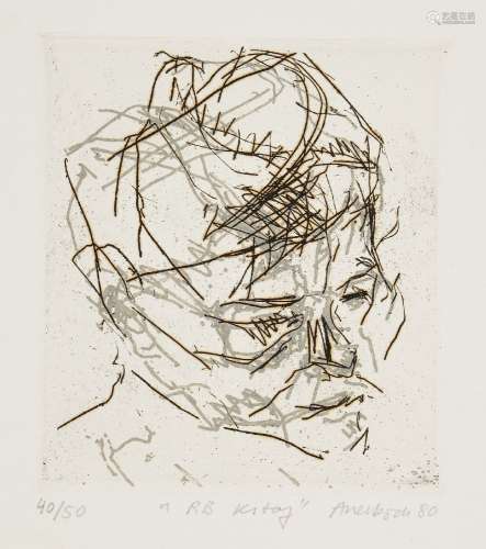 Frank Auerbach, German/British b.1931- RB Kitaj [Marlborough 10], 1980; etching on Arches wove,