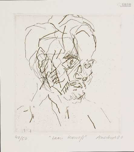 Frank Auerbach, German/British b.1931- Leon Kossoff [Marlborough 11], 1980; etching on Arches