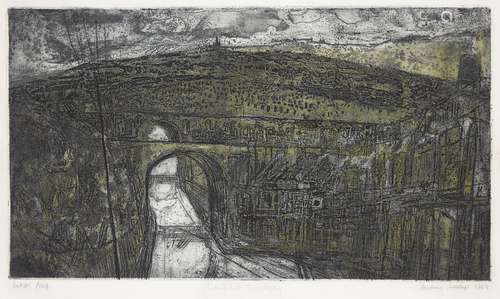 Norman Ackroyd OBE RA, British b.1938- Malignant Topography, 1963; etching in colours on wove,