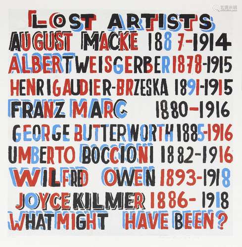 Bob and Roberta Smith, British b.1963- Lost Artists, 2014; giclée print in colours on wove,