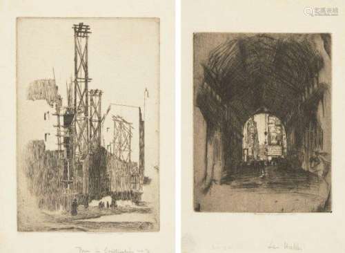 Ernest Stephen Lumsden, British 1883-1948- Paris in Construction No. 5, 1907; etching on laid,