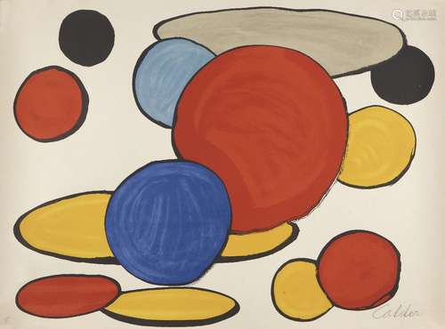 Alexander Calder, American 1898-1976- Grey Elipse, 1976; lithograph in colours on wove, signed and