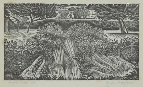 Douglas Percy Bliss, British 1900-1984- Harvest Time, 1945; wood engraving on wove, signed, titled